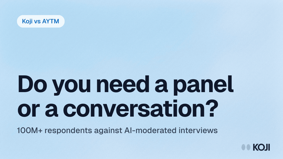 Koji vs AYTM (2026): AI-Moderated Interviews vs Agile Consumer Survey Panel cover