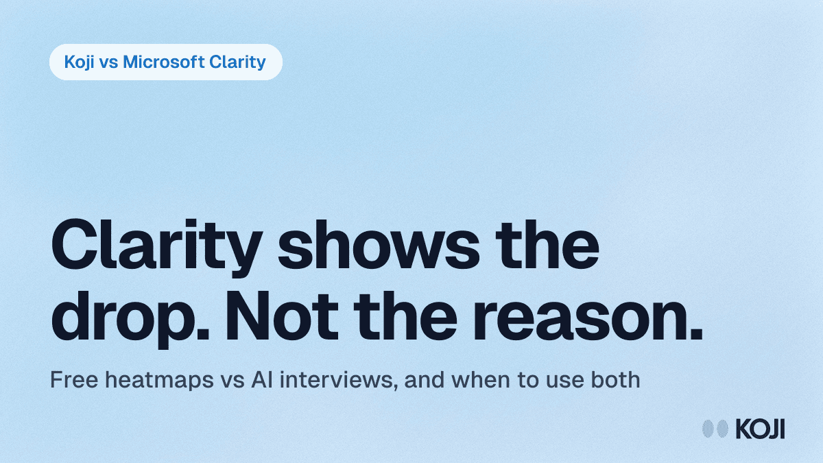 Koji vs Microsoft Clarity (2026): Behavioral Heatmaps vs the Customer "Why" cover