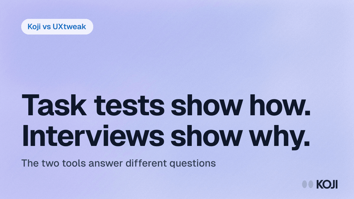Koji vs UXtweak (2026): AI-Moderated Interviews vs All-in-One UX Testing Suite cover